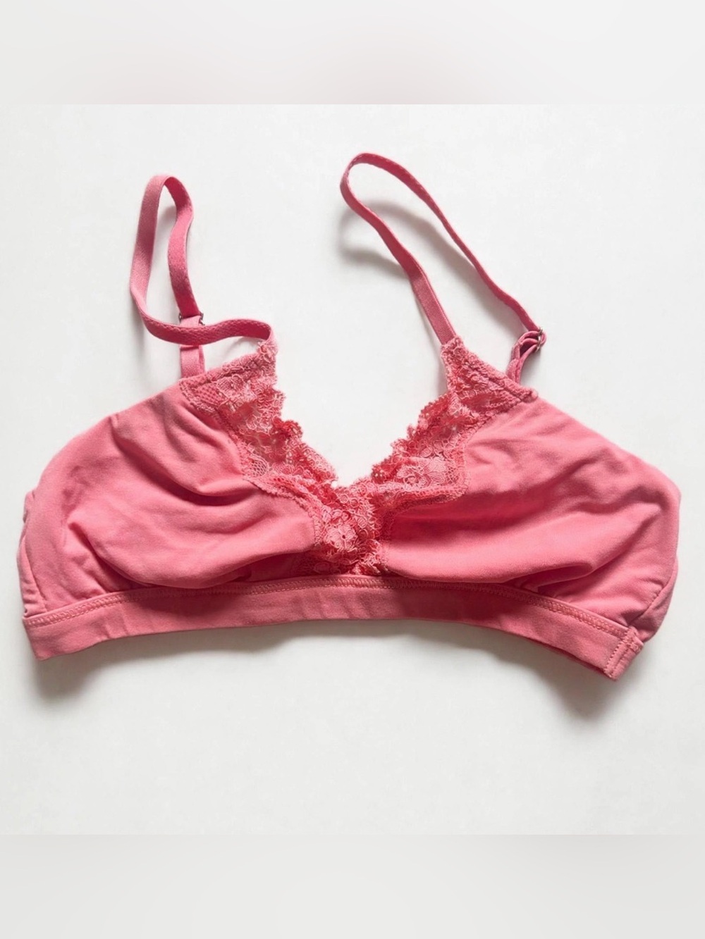 Auden Coral Pink Lace Trim Unlined Triangle Bralette XS
